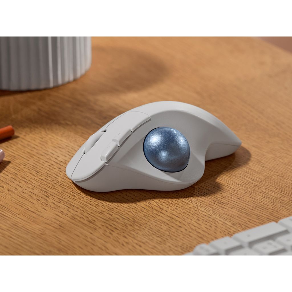 LOGITECH miška M575 S Wireless Trackball, bela, Bluetooth