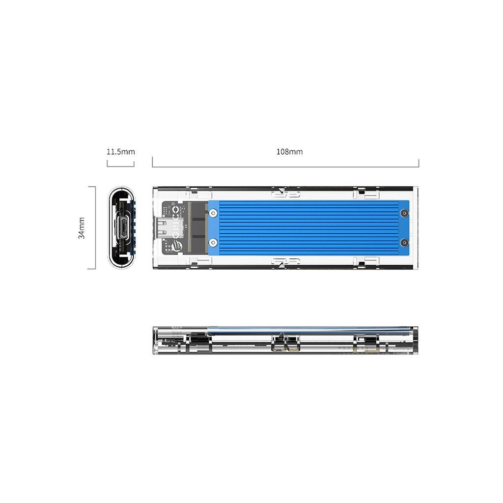 ORICO zunanje ohišje za SSD TCM2M, M.2 NVMe/SATA 2230-2280 v USB3.1 Gen2 Type-C