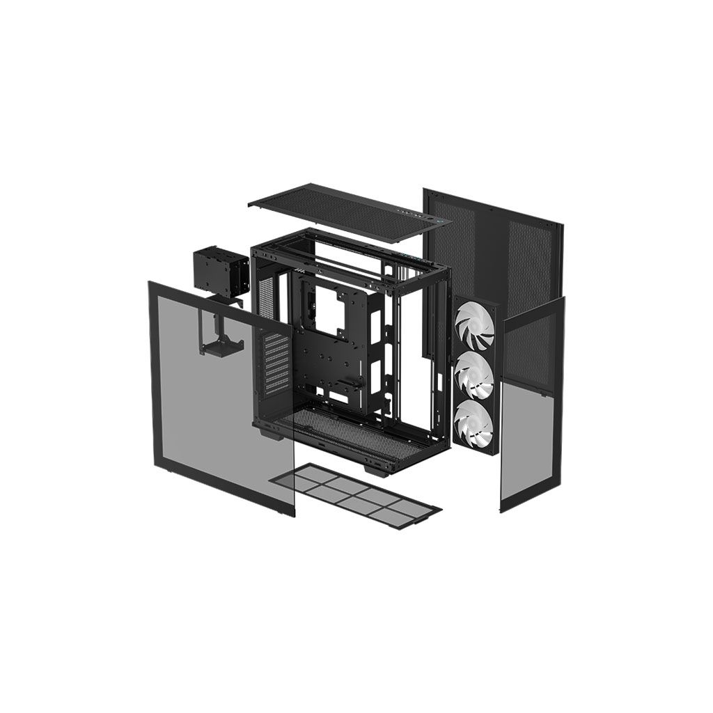 DEEPCOOL računalniško ohišje CH780 Full Tower, E-ATX, ARGB, kaljeno steklo, črno