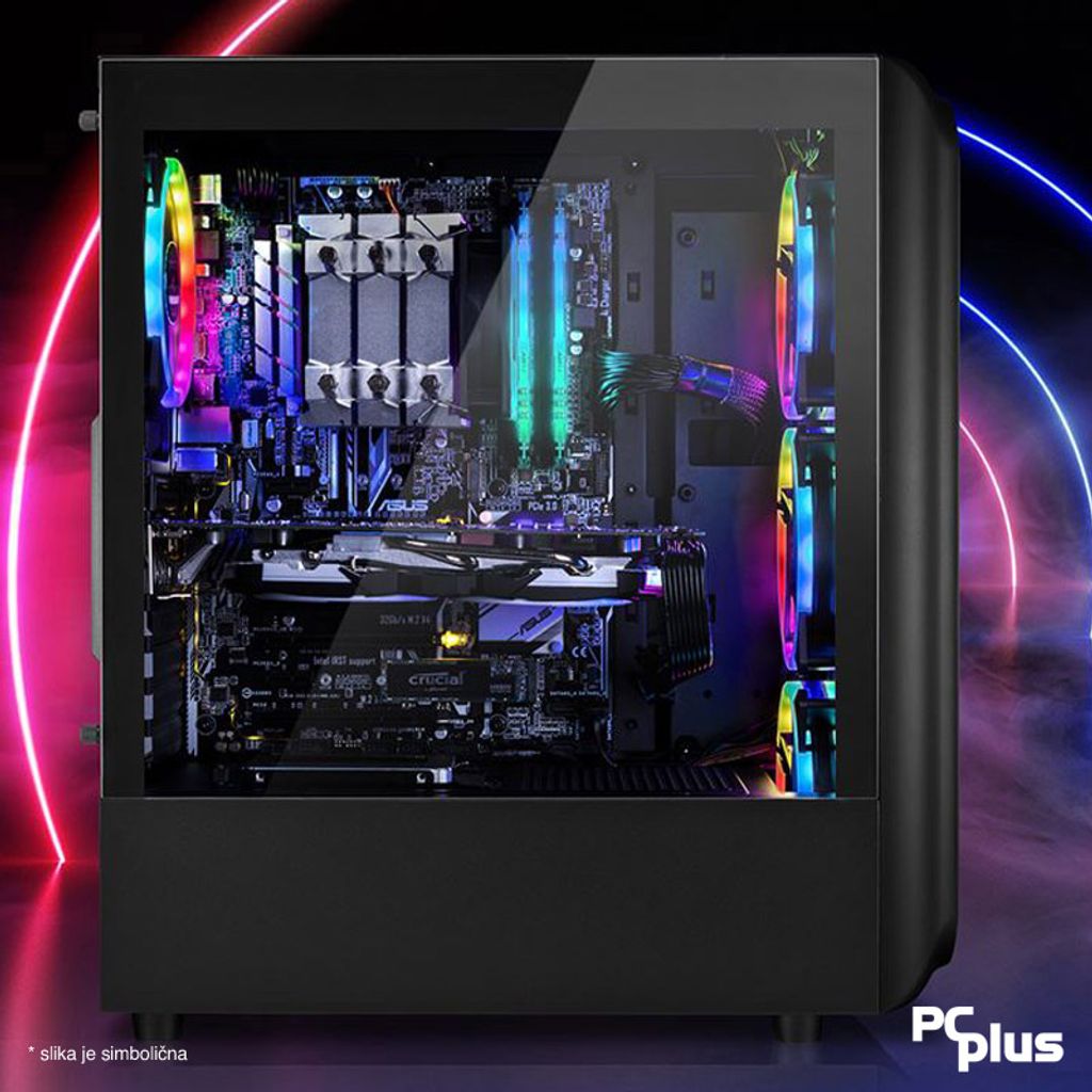 PCPLUS Storm i5-12400F 16GB 500GB NVMe SSD GeForce RTX 4060 OC DDR6 8GB Windows 11 Home RGB gaming namizni računalnik