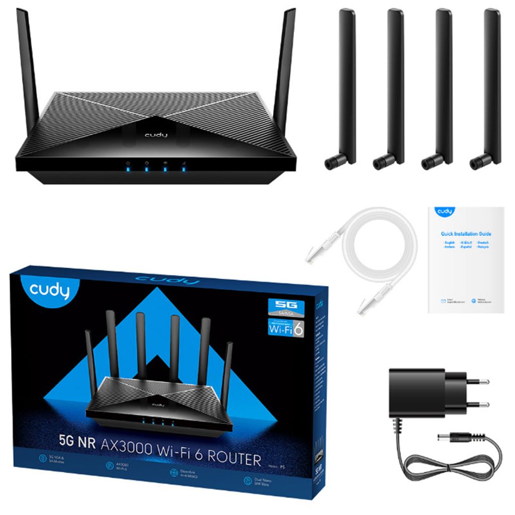 CUDY P5 5G AX3000 WiFi 6 Dual Band 2xSIM brezžični usmerjevalnik-router