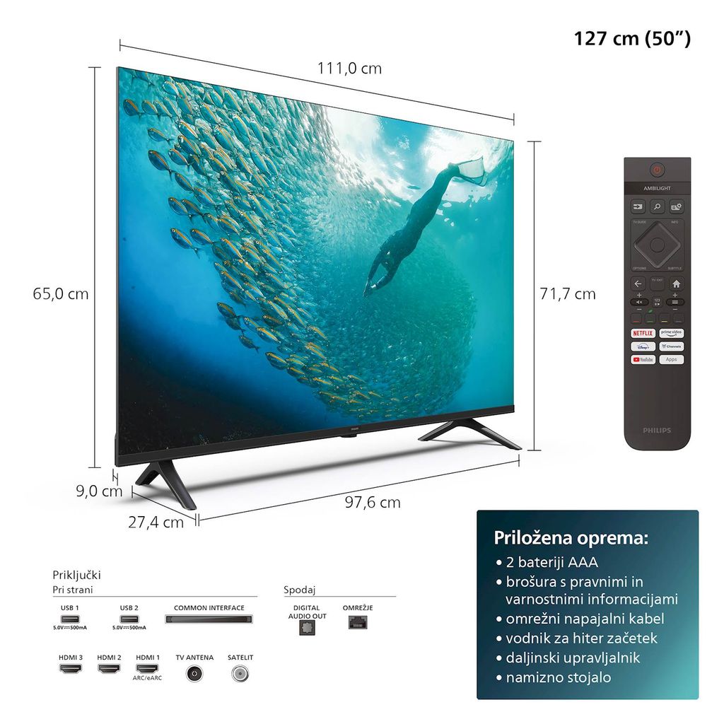 PHILIPS televizija LED TV (50PUS7009)