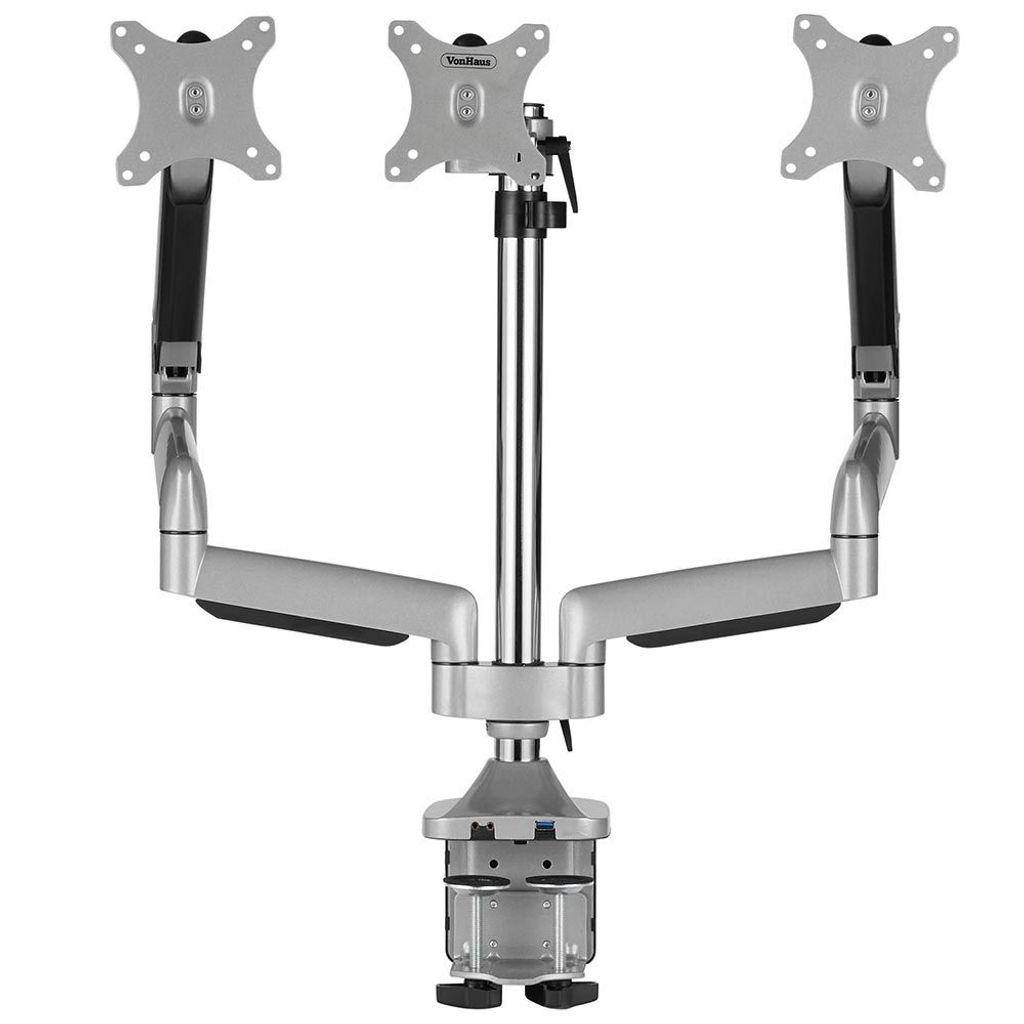 VONHAUS trojni namizni nosilec do diagonale 32'', 2 x USB 3.0, plinska vzmet
