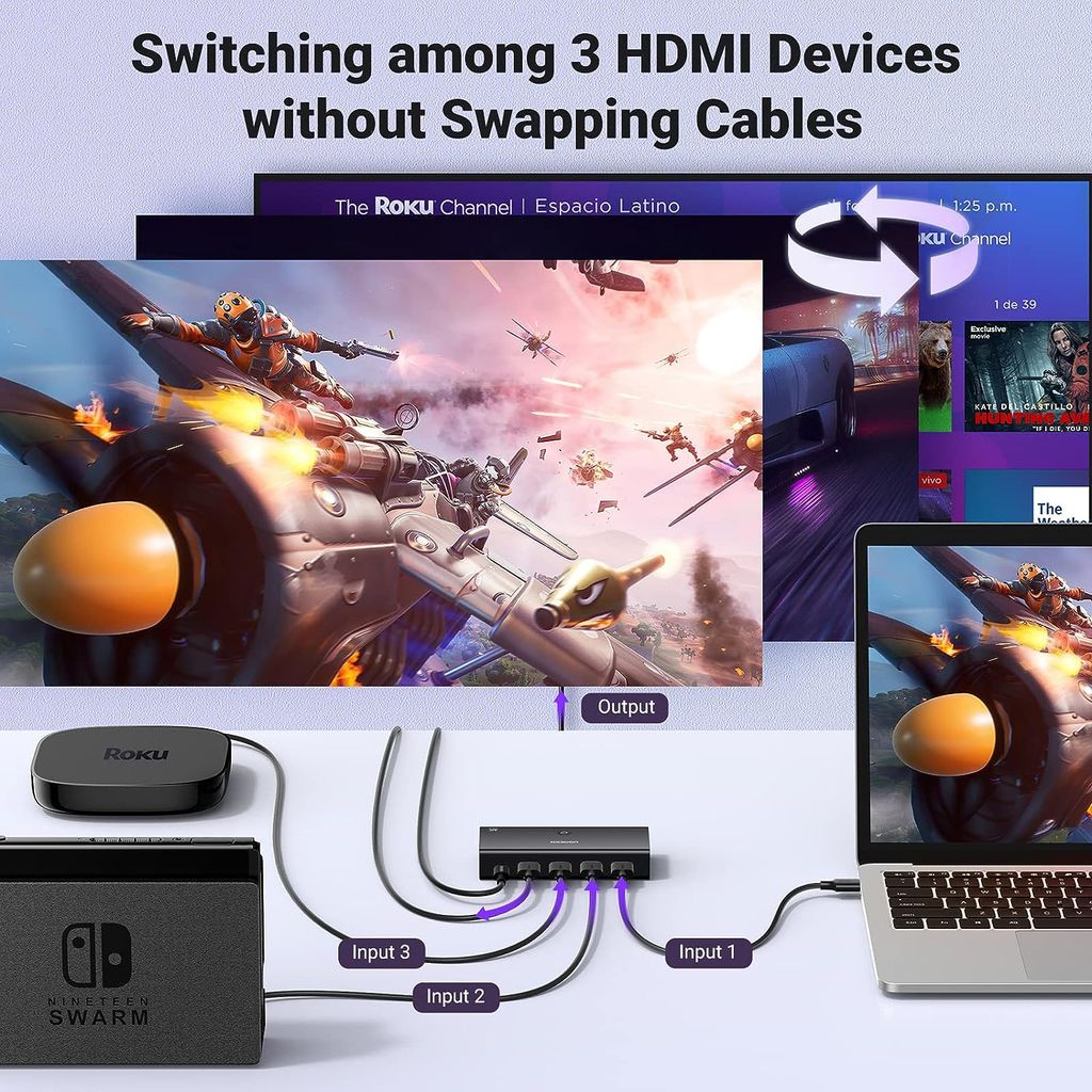UGREEN HDMI stikalo 4K@60Hz, razdelilnik 3 v 1 s 3D HDR Dolby Atmos podporo