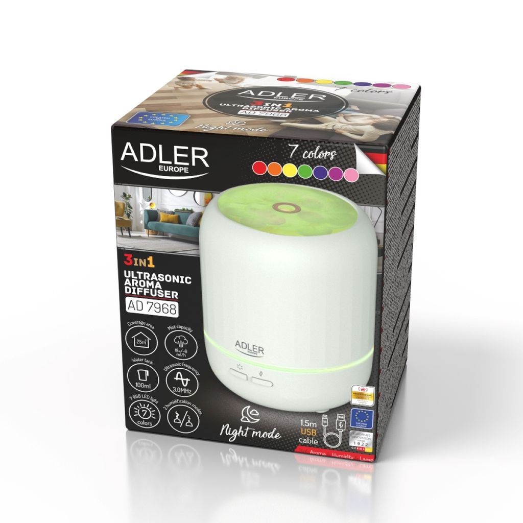 ADLER ultrazvočni aroma difuzor USB 3v1 7968