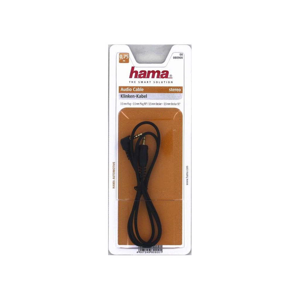 HAMA Jack kabel, vtič - vtič, 3,5 mm, stereo, 0,75 m