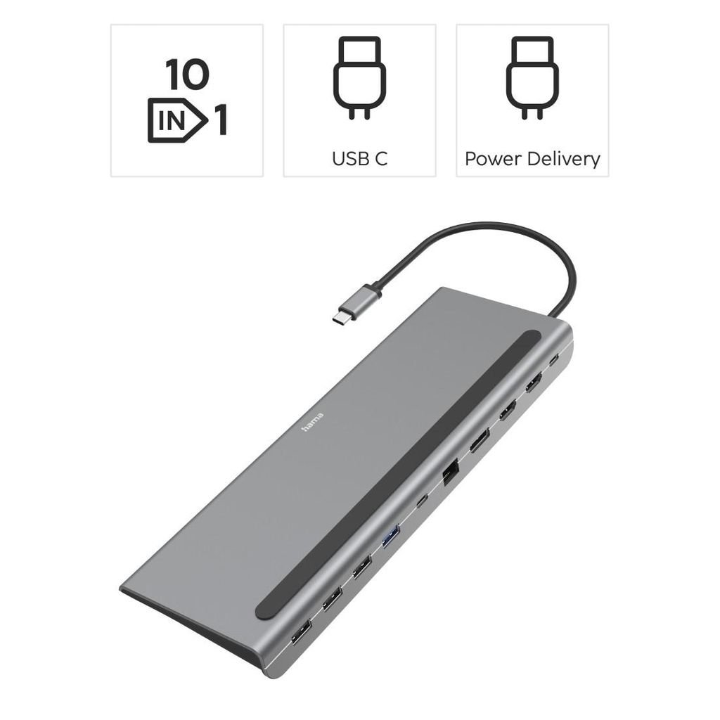 HAMA Priključna postaja USB-C, "Connect2Office Pro", 10 priključkov