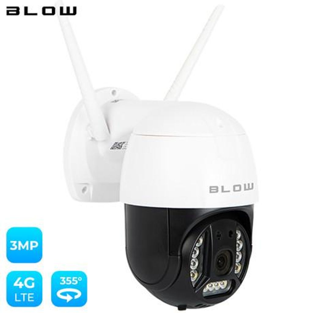 BLOW IP kamera H-343, 4G-LTE, PTZ vrtljiva, Super HD 3MP, IR nočno snemanje, senzor gibanja, aplikacija, bela