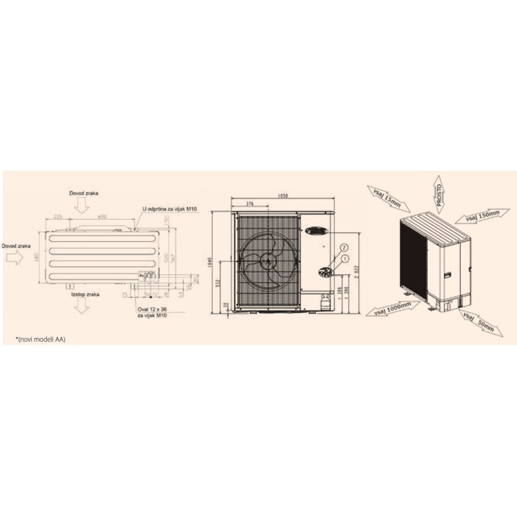 MITSUBISHI ogrevalna in hladilna talna samostoječa toplotna črpalka ECODAN PUZ-SWM100YAA+ERST20D-VM2D z inox rezervoarjem CYLINDER 10 kW 