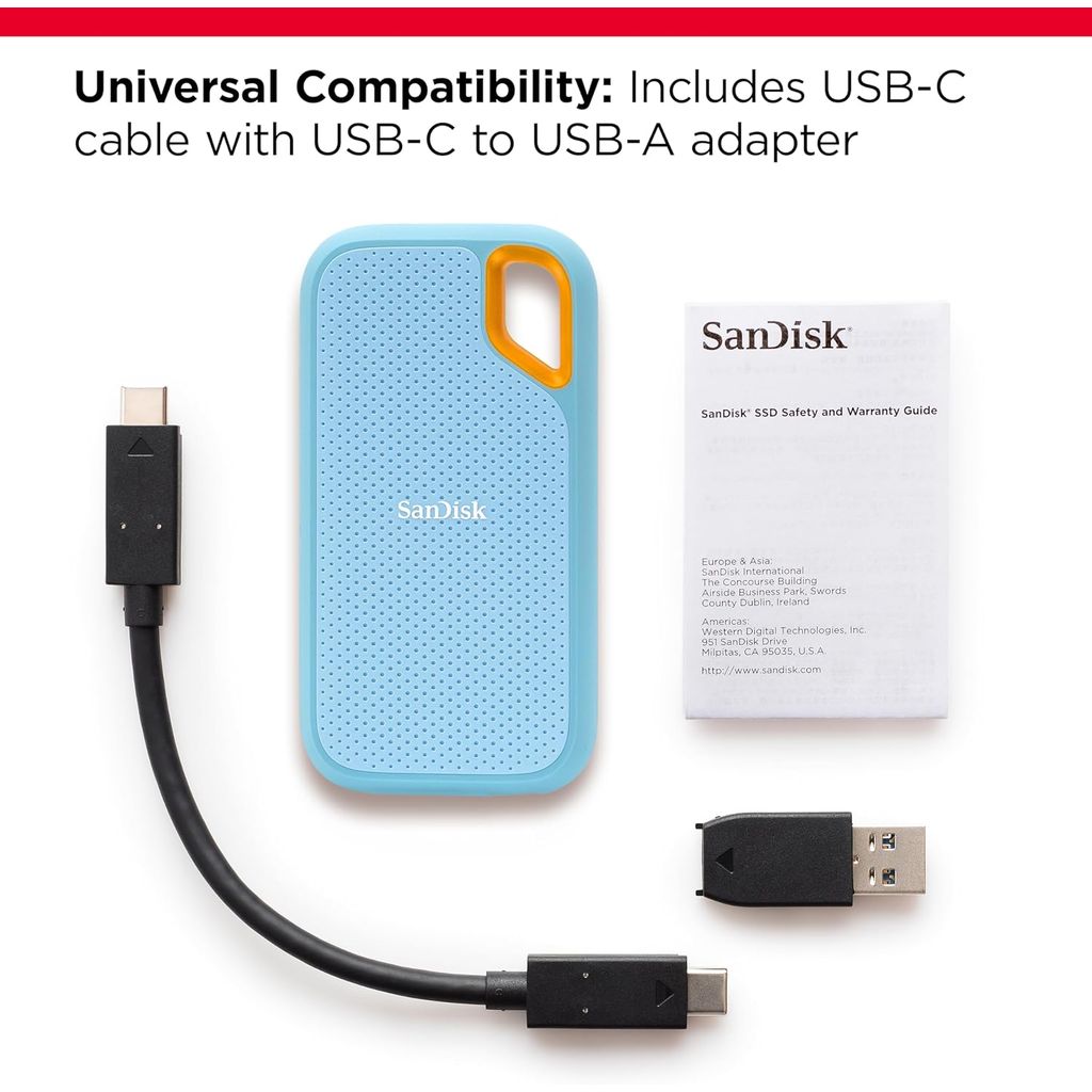 SANDISK Extreme 2TB Portable SSD 1050/1000 MB/s USB 3.2 Gen 2- modra